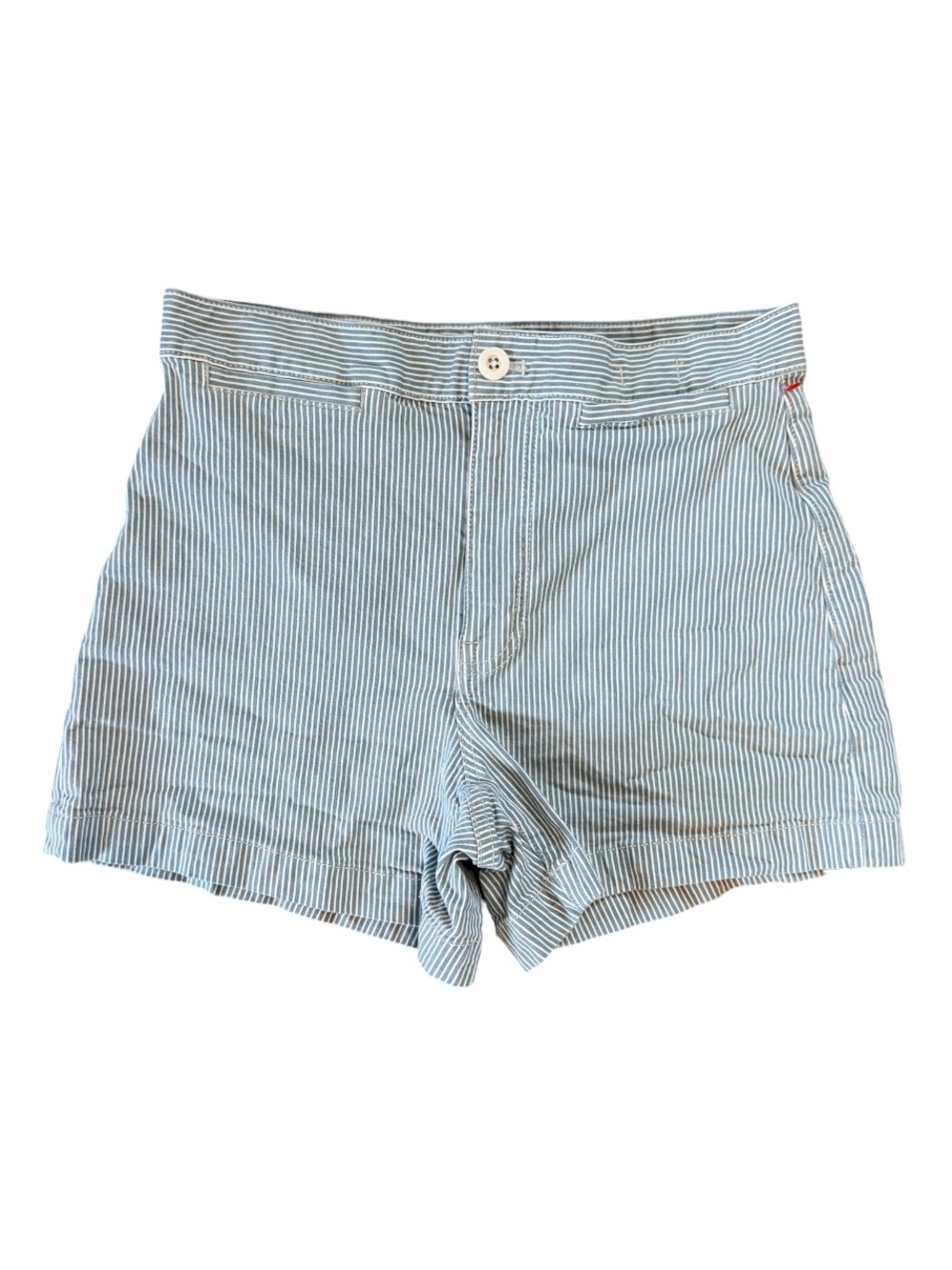 Madewell Light Blue Pinstripe High-Rise Shorts - The Emmett Short